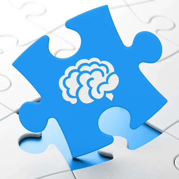 Conceito de ciência: Cérebro em fundo de quebra-cabeça — Fotografia de Stock