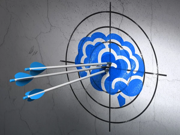 Health concept: arrows in Brain target on wall background — Stock Photo, Image