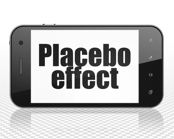 Conceito de saúde: Smartphone com efeito Placebo em exibição — Fotografia de Stock