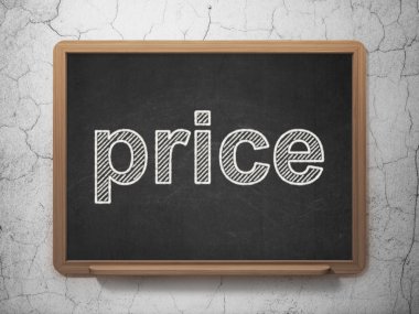 Advertising concept: Price on chalkboard background