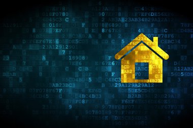 İş kavramı: dijital arka plan üzerinde ev