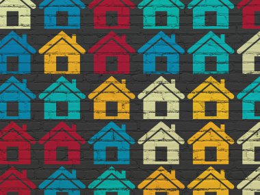 Business concept: Home icons on wall background