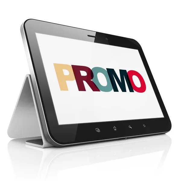 Marketing concept: Tablet Computer with Promo on  display — Stock Photo, Image