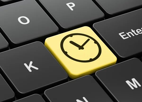 Time concept: Clock on computer keyboard background — Stock Photo, Image