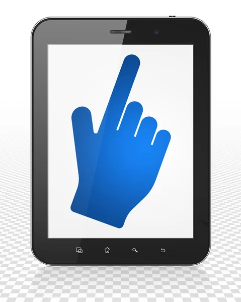 Web design concept: Tablet Pc Computer with Mouse Cursor on display — Stok fotoğraf