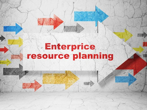 Conceito de finanças: seta com Enterprice Resource Planning em fundo parede grunge — Fotografia de Stock