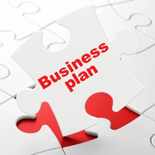 Bedrijfsconcept: businessplan op puzzel achtergrond — Stockfoto