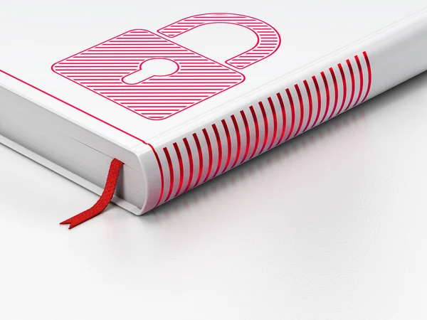 Security concept: closed book, Closed Padlock on white background — 图库照片