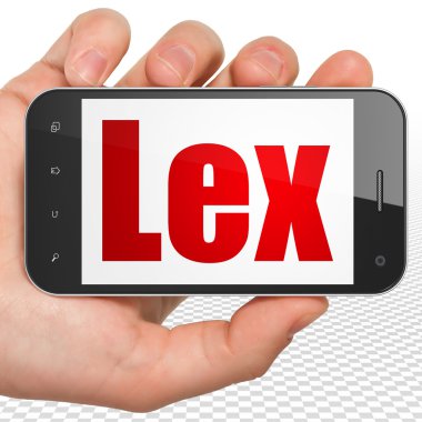Hukuk kavramı: el Smartphone ekranda Lex ile Holding