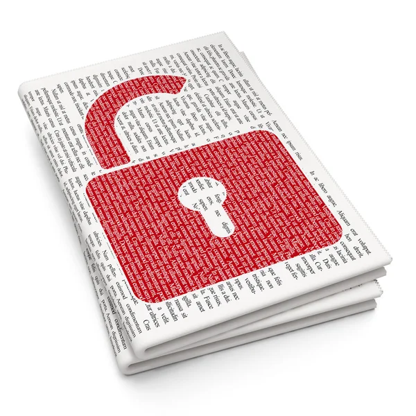 Information concept: Opened Padlock on Newspaper background — Stock Photo, Image