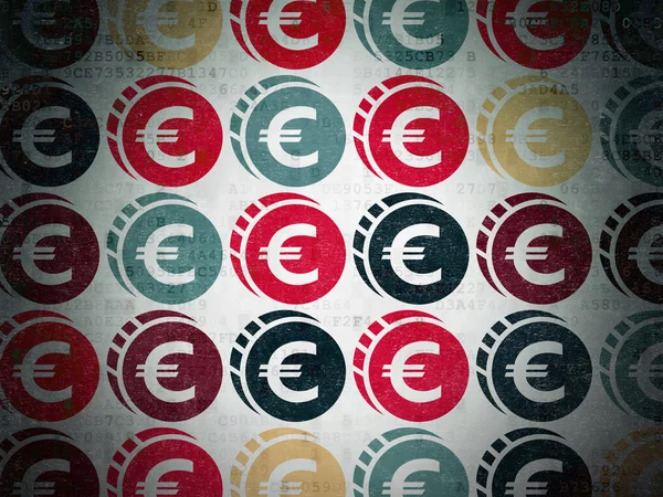 Banking concept: Euro Coin icons on Digital Paper background — Stockfoto