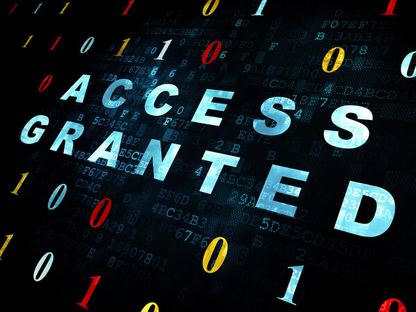 Концепция защиты: Доступ предоставляется на цифровом фоне
