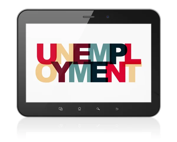 Concept d'entreprise : Tablet Computer avec chômage à l'écran — Photo