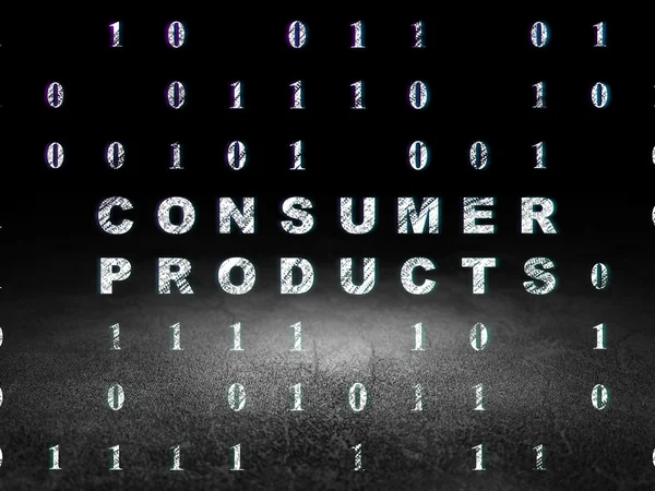 Concepto de negocio: Productos de consumo en sala oscura grunge — Foto de Stock