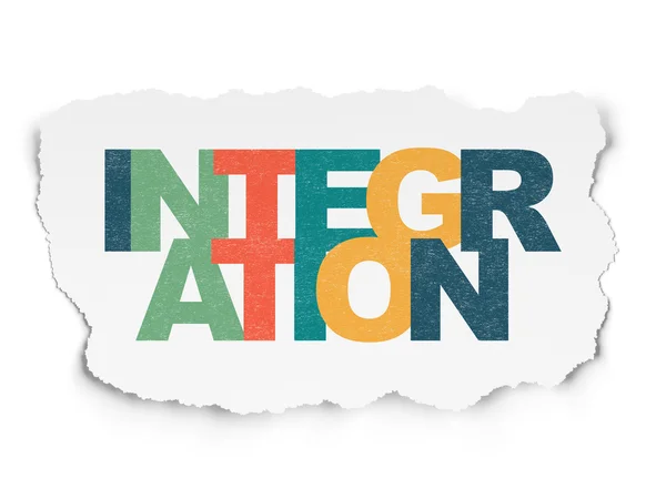 Finance concept: Integration on Torn Paper background — Stock fotografie