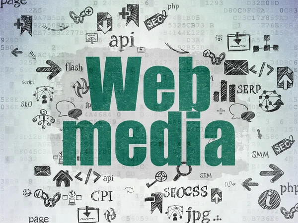 Web development concept: Web Media on Digital Paper background — 图库照片