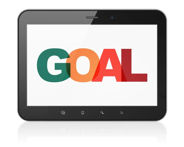 Advertising concept: Tablet Computer with Goal on  display — Stockfoto