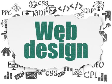 Web development concept: Web Design on Torn Paper background