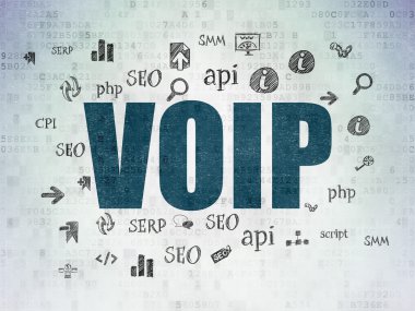 Web tasarım konsepti: dijital kağıt arka plan üzerinde Voip