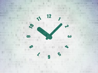 Zaman çizelgesi kavramı: dijital kağıt arka plan üzerinde saat