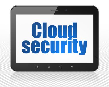 Cloud networking concept: Tablet Pc Computer with Cloud Security on display