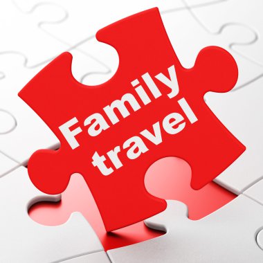 Travel concept: Family Travel on puzzle background