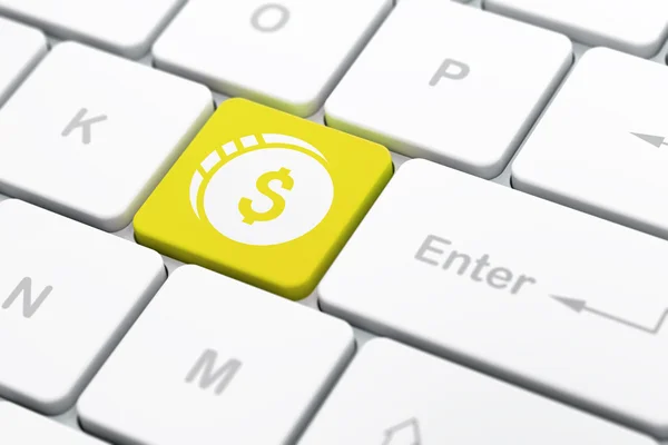 Money concept: Dollar Coin on computer keyboard background — Stock Photo, Image