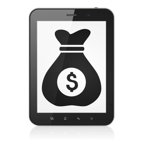 Concepto financiero: Tablet Computer con bolsa de dinero en pantalla — Foto de Stock