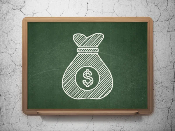 Finance concept: Money Bag on chalkboard background — ストック写真