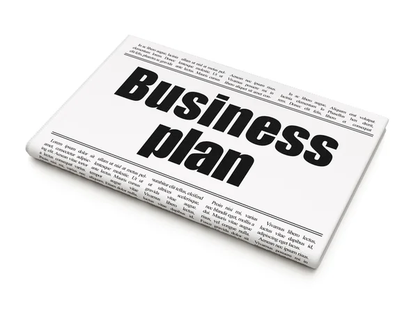 Concept de financement : titre du journal Business Plan — Photo