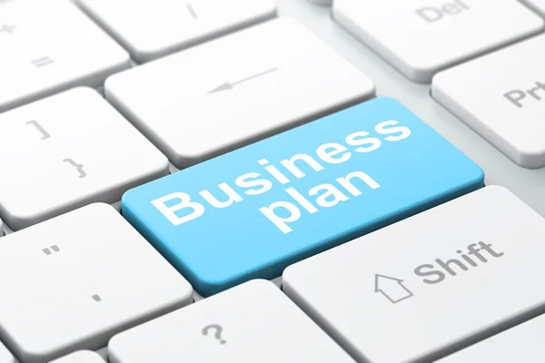 Business concept: Business Plan sullo sfondo della tastiera del computer — Foto Stock