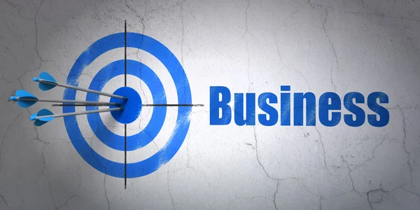 Conceito de negócio: alvo e negócio no fundo da parede — Fotografia de Stock