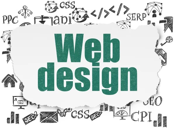 Web development concept: Web Design on Torn Paper background