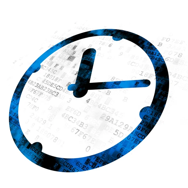 Koncepcja czasu: Zegar na cyfrowym tle — Zdjęcie stockowe
