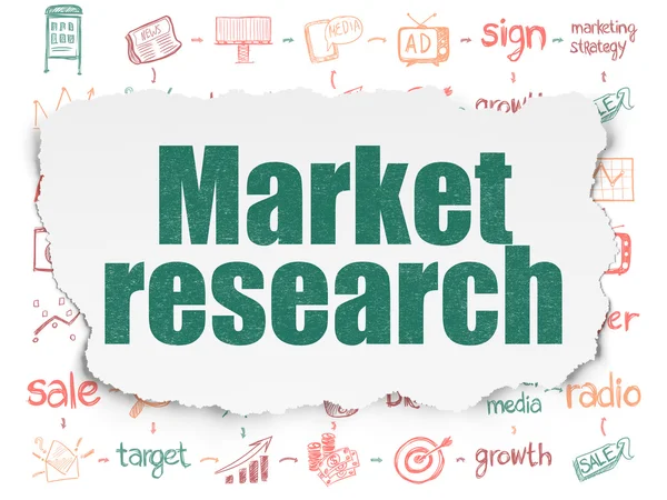 Advertising concept: Market Research on Torn Paper background — Stock Photo, Image