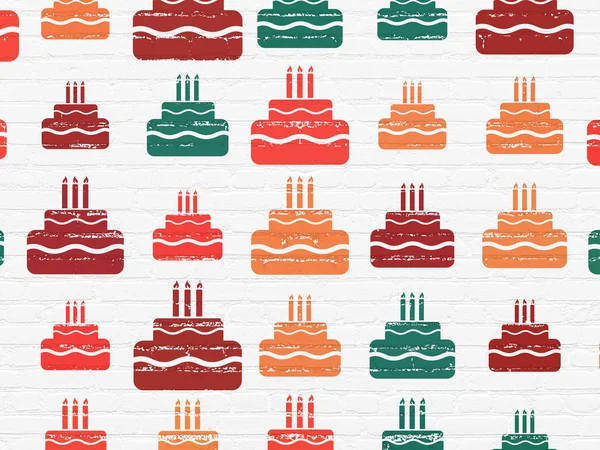 Entertainment, concept: Cake icons on wall background — Stock Fotó