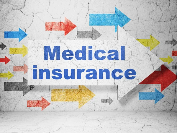 Insurance concept: arrow with Medical Insurance on grunge wall background — ストック写真
