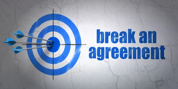 Law concept: target and Break An Agreement on wall background — ストック写真
