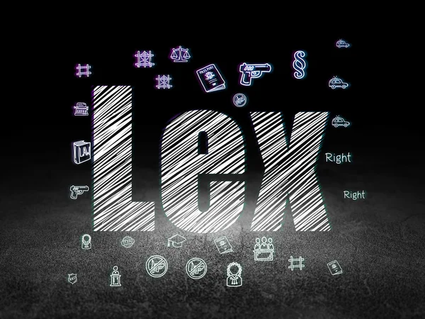 Law concept: Lex in grunge dark room — Stock Photo, Image