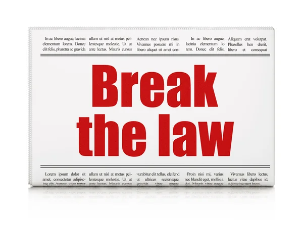 Concepto de ley: titular del periódico Break The Law — Foto de Stock