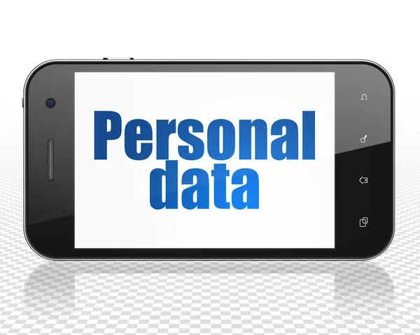 Concepto de información: Smartphone con datos personales en pantalla — Foto de Stock