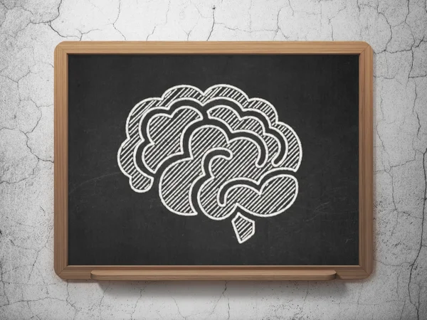 Science concept: Brain on chalkboard background — Zdjęcie stockowe