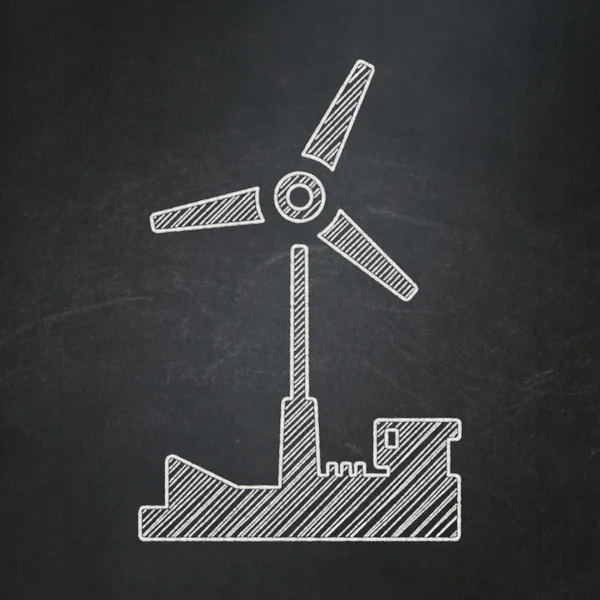 Manufacuring concept: Windmill on chalkboard background — Stock Photo, Image