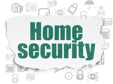 Koruma kavramı: yırtık kağıt arka plan üzerinde ev güvenlik