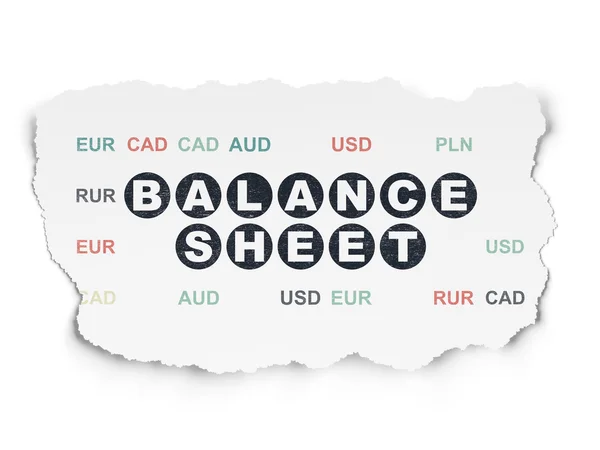 Banking concept: Balance Sheet on Torn Paper background — 图库照片