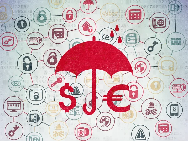 Safety concept: Money And Umbrella on Digital Paper background — Stock Photo, Image