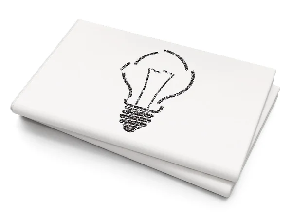 Finance concept: Light Bulb on Blank Newspaper background — Stok fotoğraf