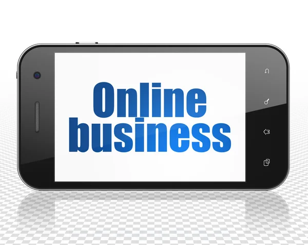 Концепція фінансів: Смартфон з онлайн-бізнесом на дисплеї — стокове фото