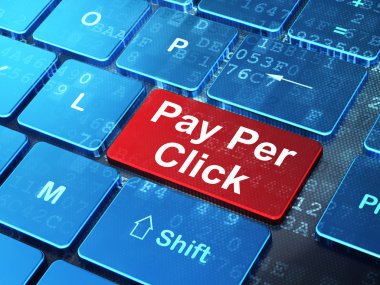 Pazarlama kavramı: Pay Per Click bilgisayar klavye arka plan üzerinde