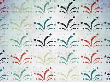 Holiday concept: Fireworks icons on Digital Paper background